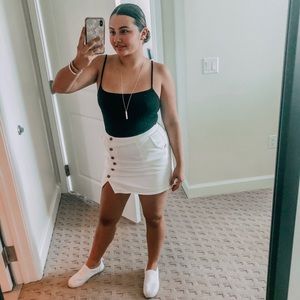 White Button Asymetrical Skirt Size M